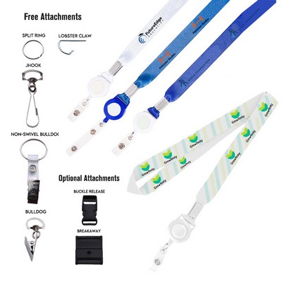 3/4" Dye Sublimated Lanyard Badge Reel Combo